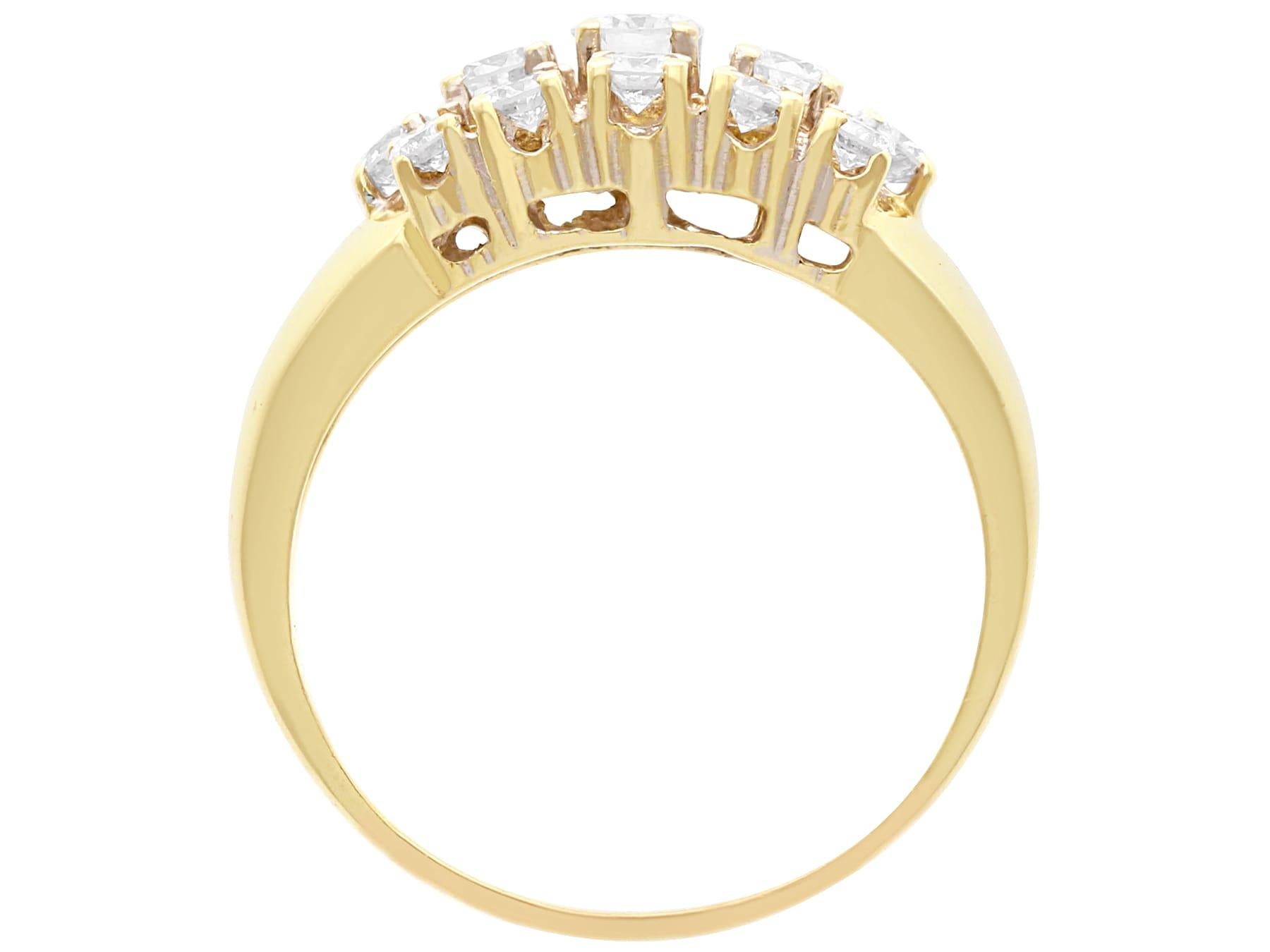 Women's or Men's Vintage 1.56 Carat Diamond and 14k Yellow Gold Dress Ring Circa 1960 For Sale