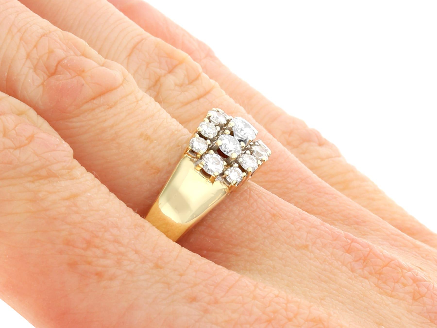 Vintage 1.56 Carat Diamond and 14k Yellow Gold Dress Ring Circa 1960 For Sale 3