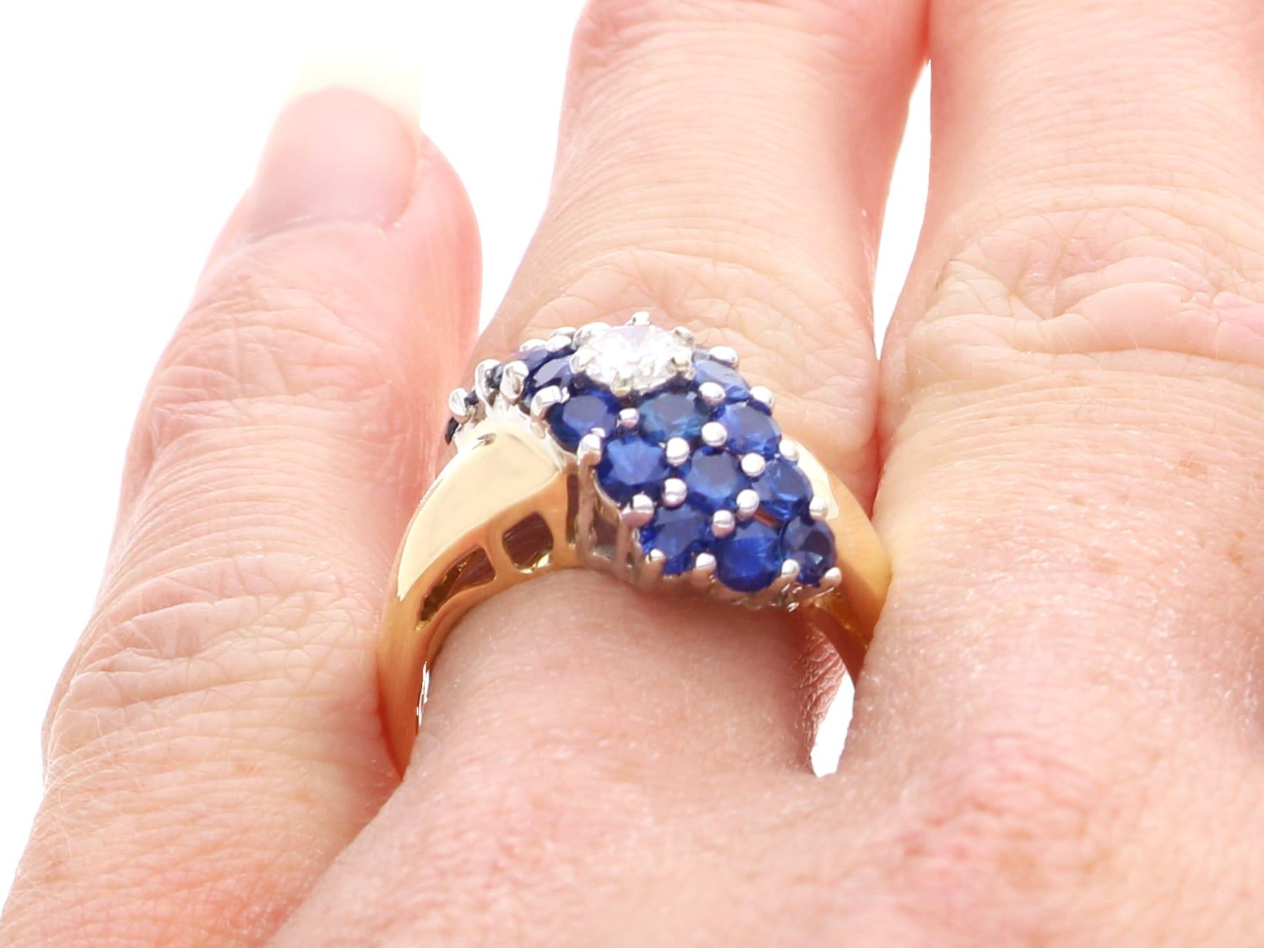 Bague vintage en or jaune 18 carats avec saphir 1,56 carat et diamant 0,22 carat, c. 1990 en vente 5