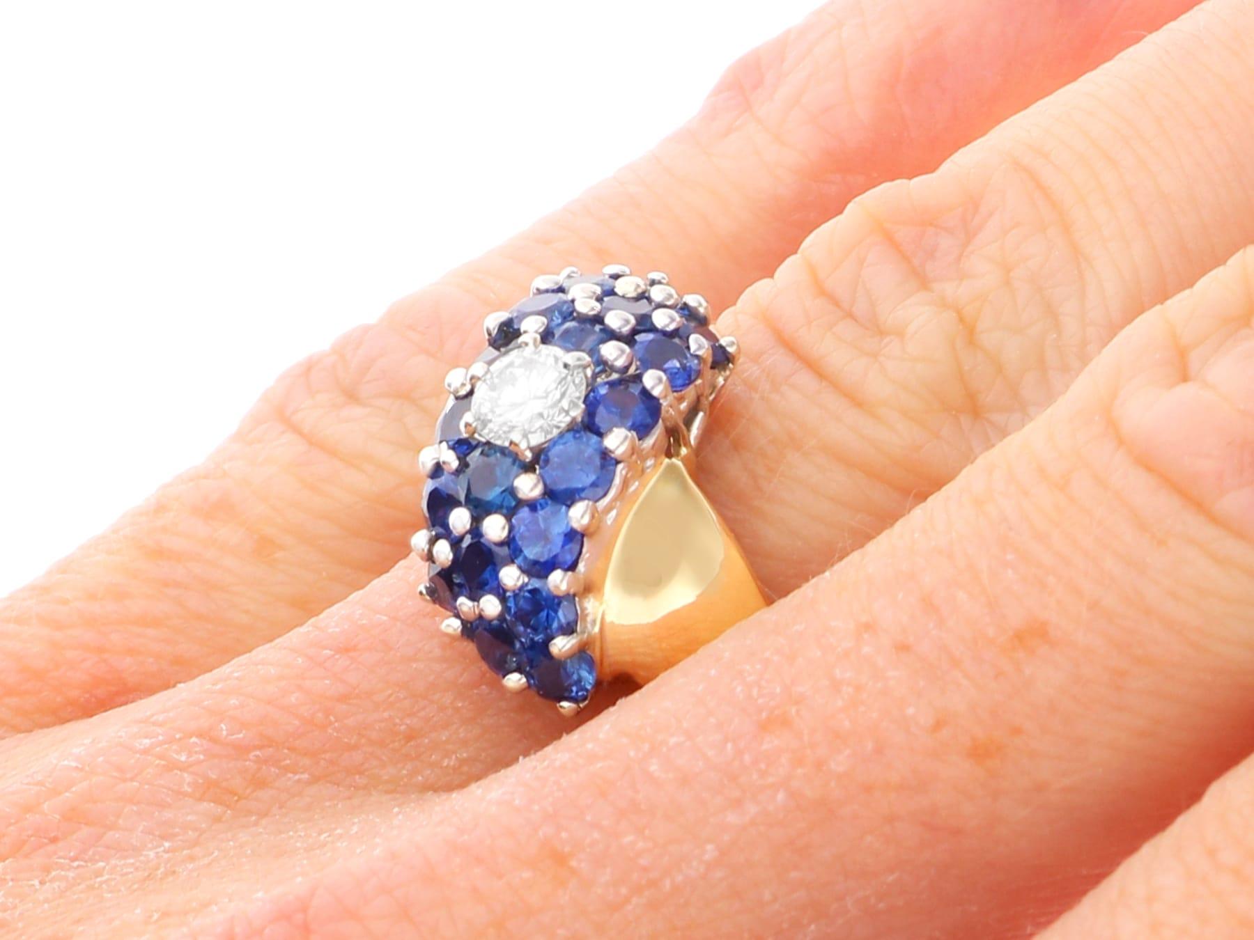 Bague vintage en or jaune 18 carats avec saphir 1,56 carat et diamant 0,22 carat, c. 1990 en vente 4