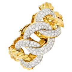 Vintage 15.75 Carats Diamond 18 Karat Two-Tone Gold Link Bracelet
