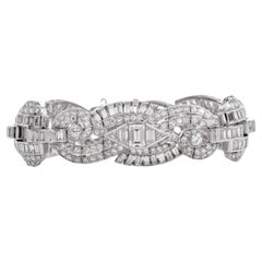 Vintage 15.75cts Emerald-Round Diamond Platinum Luxurious Bracelet