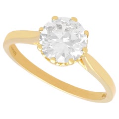 Anello solitario vintage con diamante da 1,59 carati e oro giallo 18k