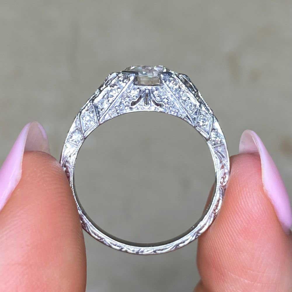 Vintage 1.59ct Old European Cut Diamond Engagement Ring, VS1 Clarity, Platinum For Sale 5