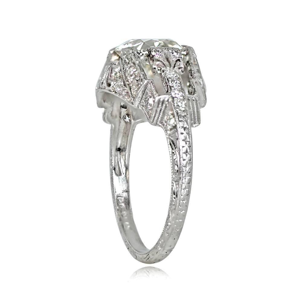 Art Deco Vintage 1.59ct Old European Cut Diamond Engagement Ring, VS1 Clarity, Platinum For Sale