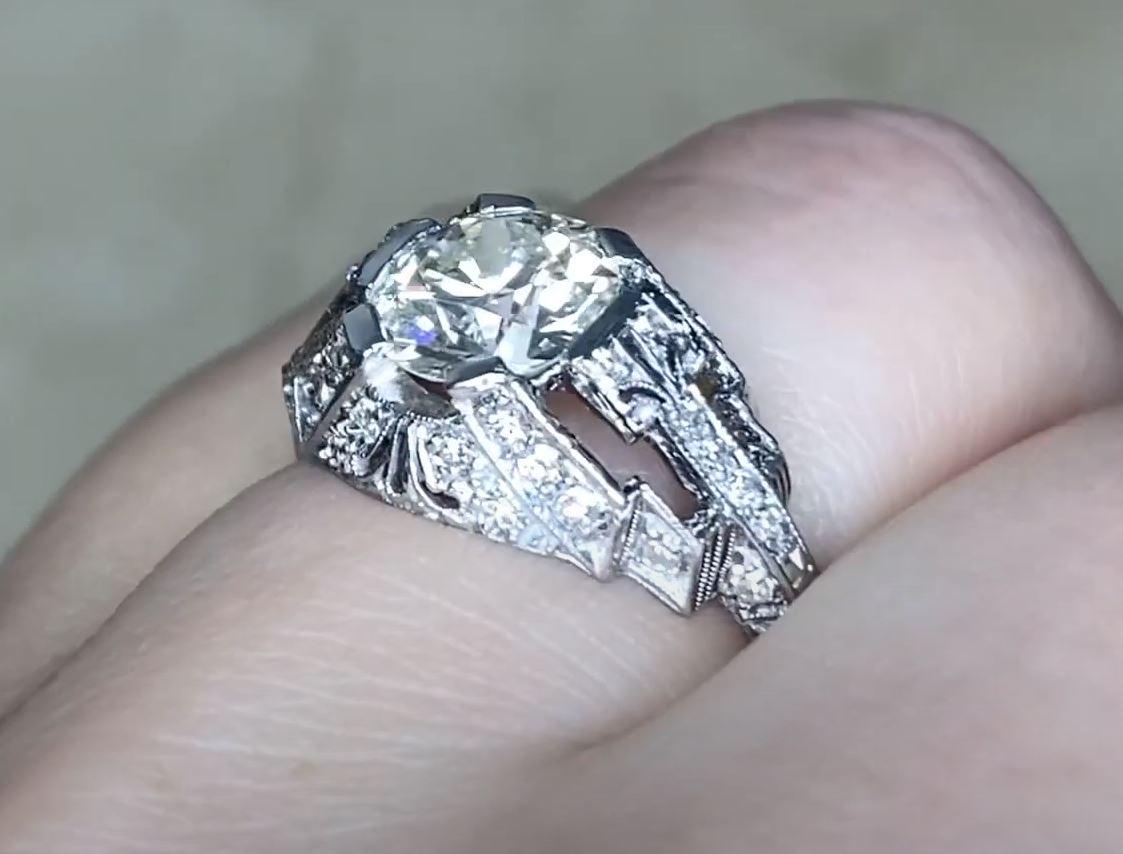 Vintage 1.59ct Old European Cut Diamond Engagement Ring, VS1 Clarity, Platinum For Sale 1