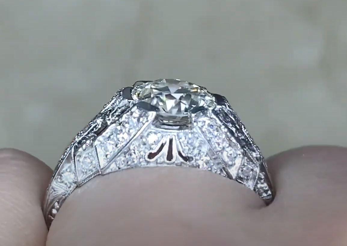 Vintage 1.59ct Old European Cut Diamond Engagement Ring, VS1 Clarity, Platinum For Sale 2