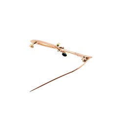 Vintage-Brosche aus 15-Karat-Roségold mit Saphir und Diamanten
