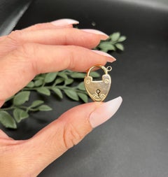 Vintage 15ct Gold, Heart Padlock Pendant, Charm Bracelet Clasp