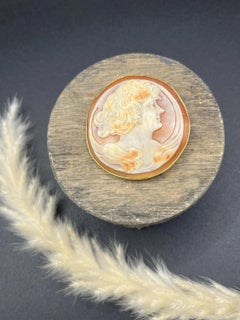 Vintage 15ct Gold, Shell Cameo Portrait Brooch, Circa 1930s