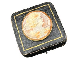 Vintage 15ct Gold, Shell Cameo Portrait Brooch, Circa 1930s