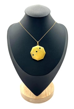 Vintage 15ct Yellow Gold, 1930s Octagonal Shaped Sapphire & Diamond Locket