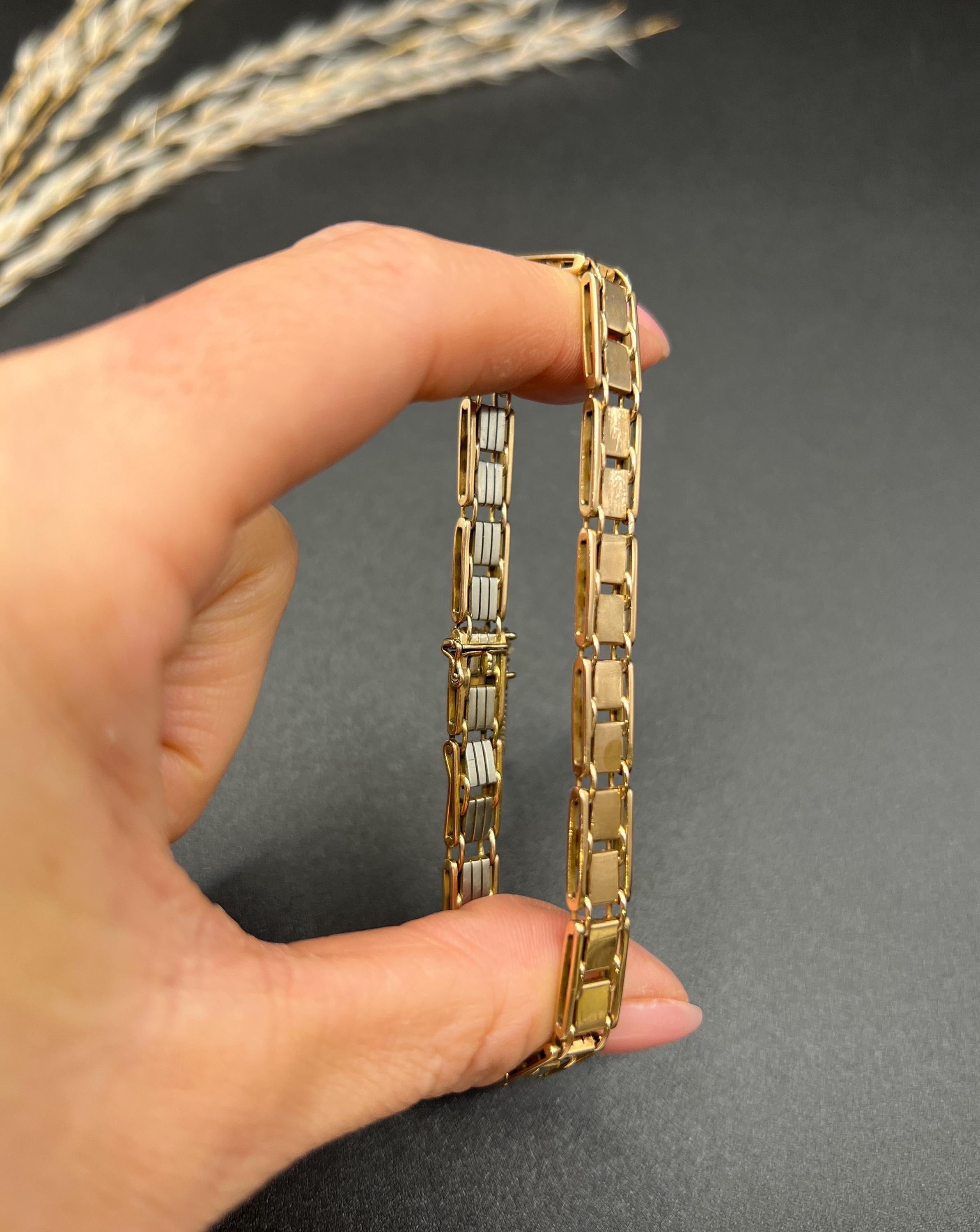 Bracelet bicolore en or jaune 15ct et platine, années 1930 en vente 1
