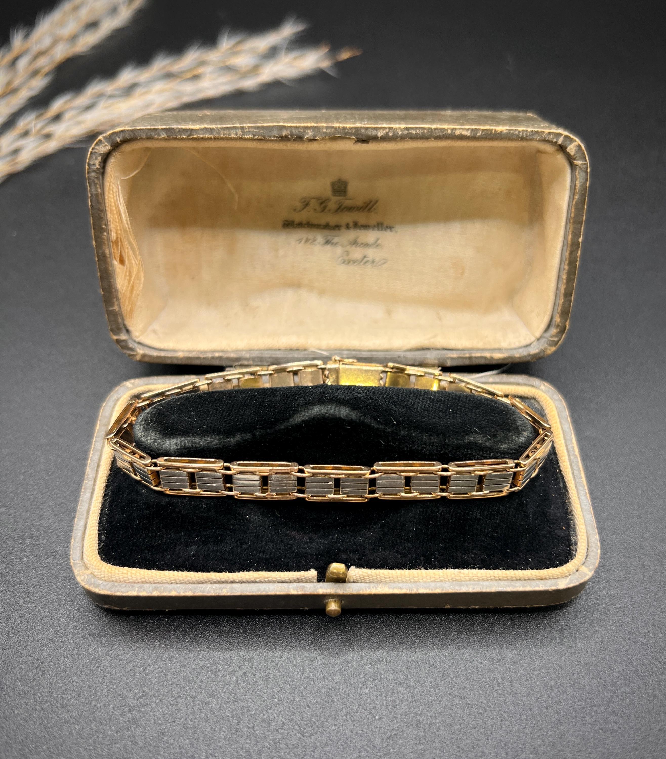 Bracelet bicolore en or jaune 15ct et platine, années 1930 en vente 2
