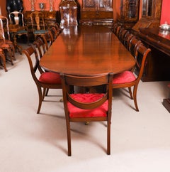 Vintage 15ft Regency Revival 3 pillar dining table & 14 Swagback chairs 20th C