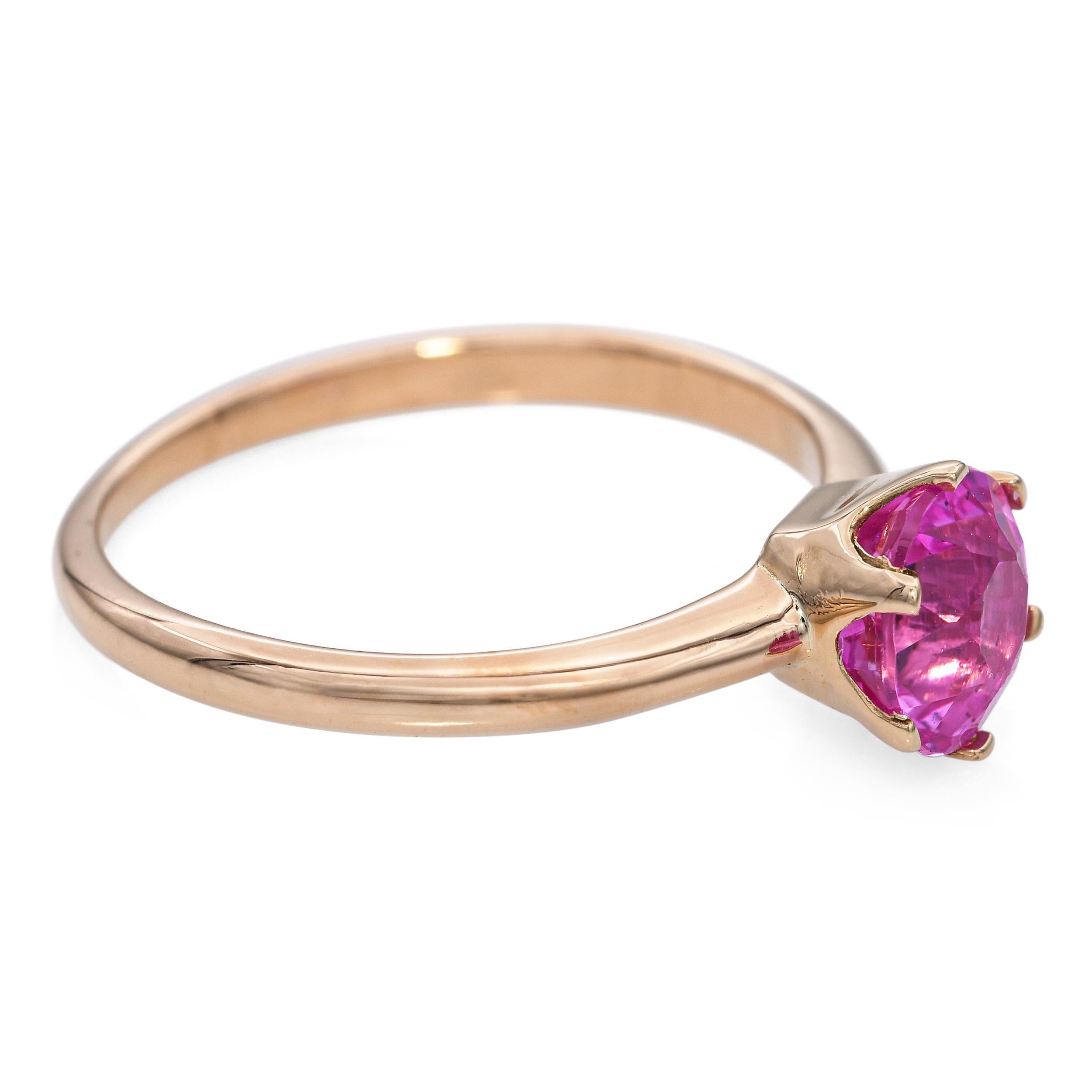 Anello solitario con zaffiro rosa d'epoca in oro giallo 15k da 1,75 carati in vendita 1