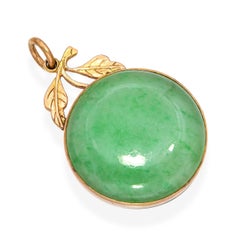 Vintage 15k Yellow Gold 8.20ct Jadeite Jade Locket Pendant