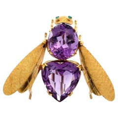 Spilla Vintage 15tcw Ametista Oro FLY Spilla Estate Jewelry