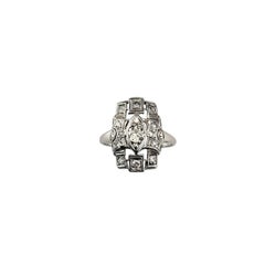 Vintage 16 - 18K Weißgold Diamant Ring Größe 5,75 #22300