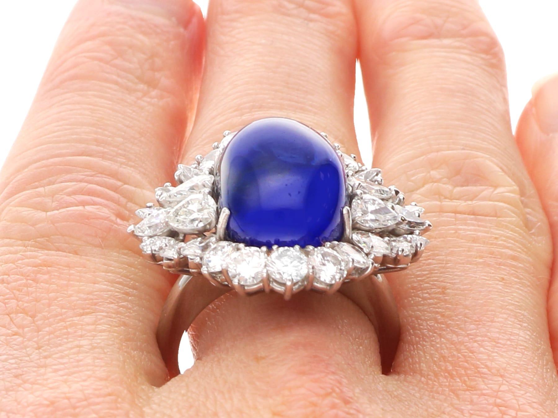 Anello di fidanzamento in platino con zaffiro di Ceylon da 16 carati e diamante da 4,95 carati. in vendita 6