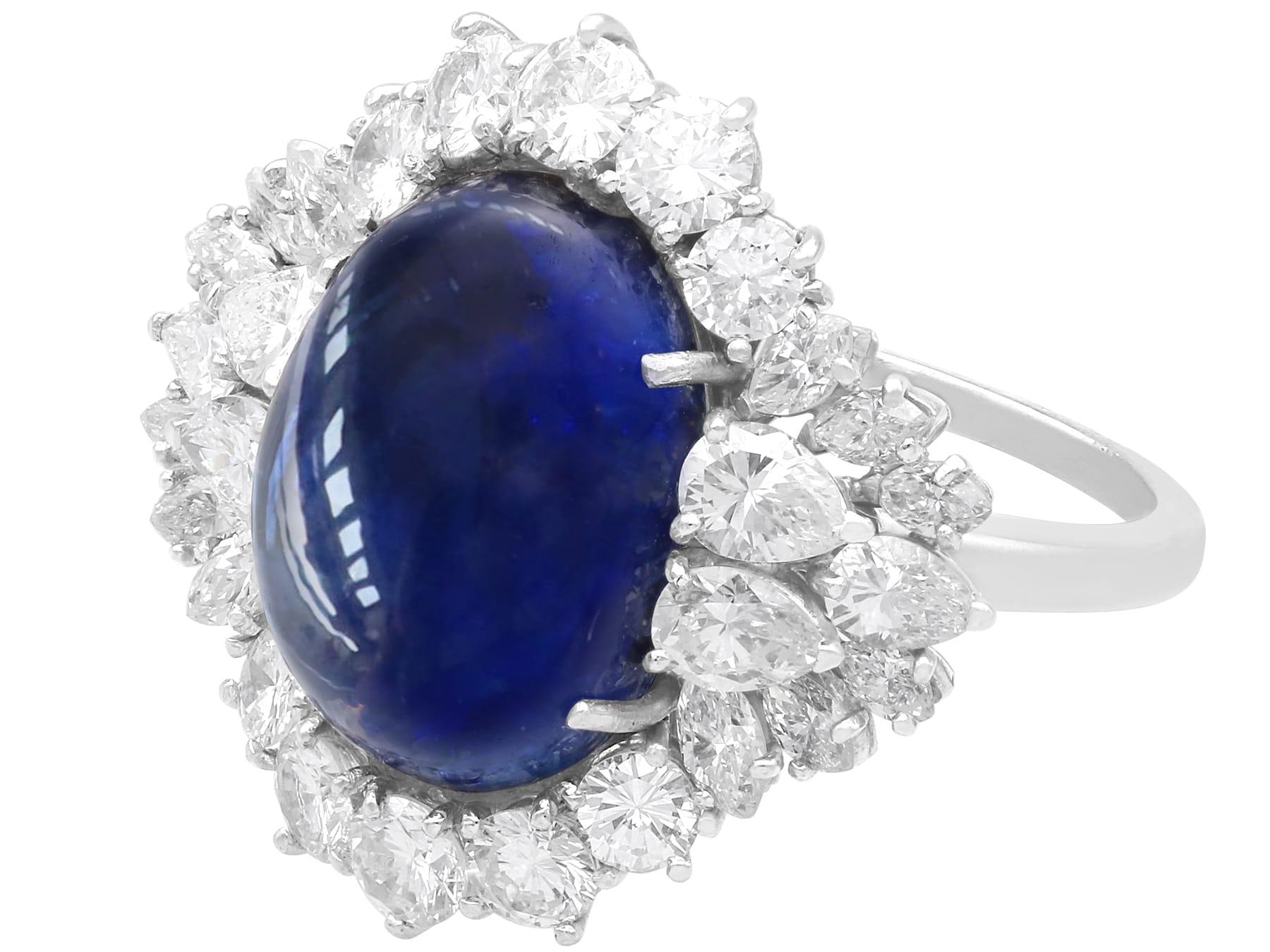 Anello di fidanzamento in platino con zaffiro di Ceylon da 16 carati e diamante da 4,95 carati. in vendita 1
