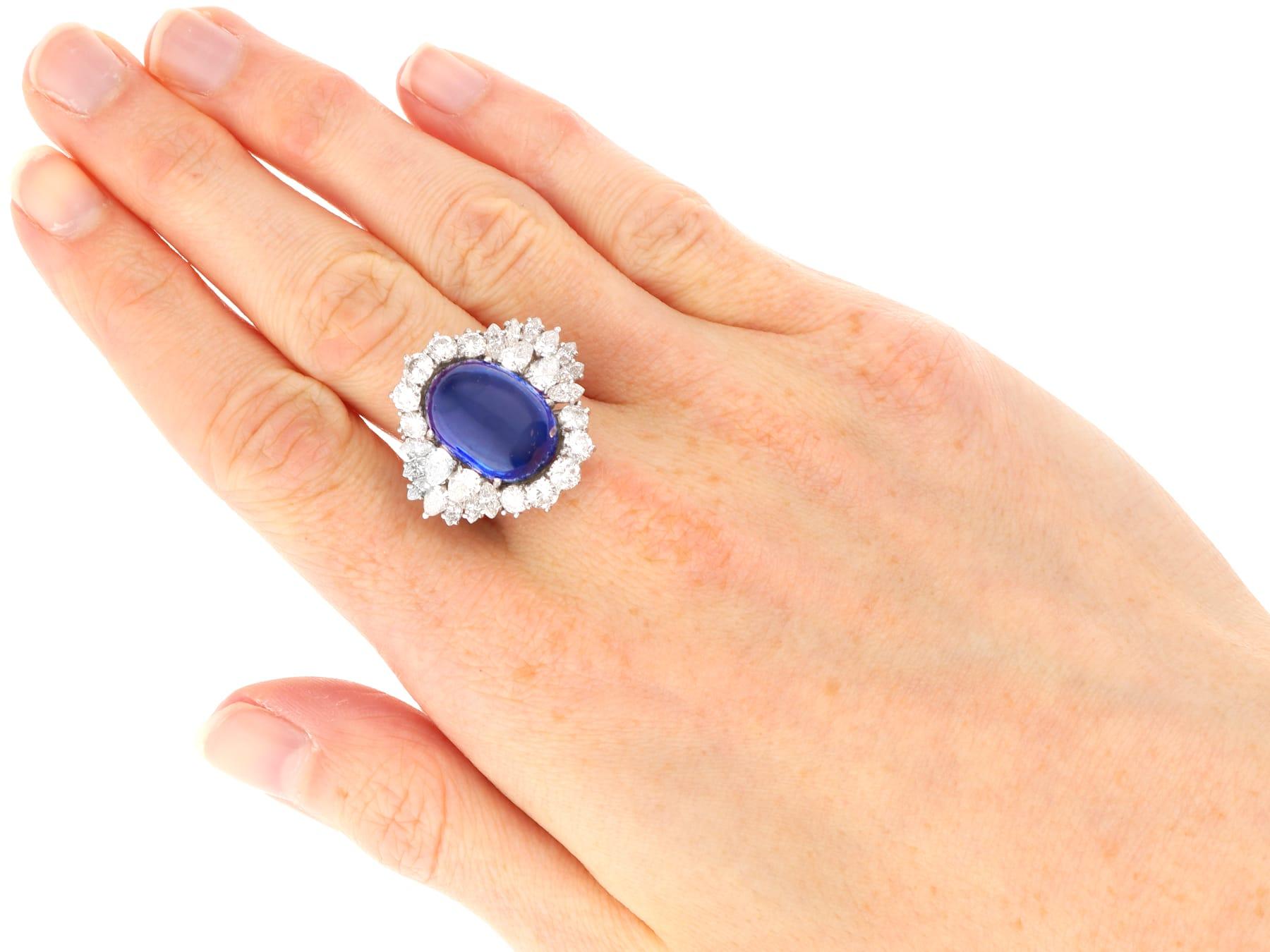Anello di fidanzamento in platino con zaffiro di Ceylon da 16 carati e diamante da 4,95 carati. in vendita 4