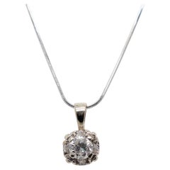Used Round Brilliant Cut Diamond & 14K White Gold Pendant Necklace