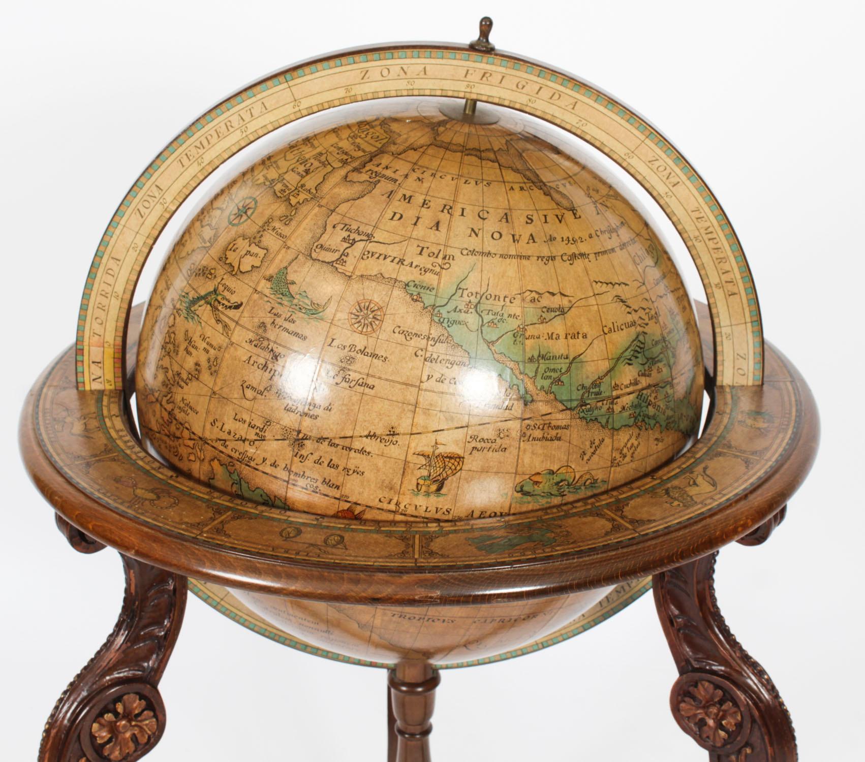 Vintage 16 inch Terrestrial Library Globe on Stand Donati, Milano 20th Century In Good Condition In London, GB