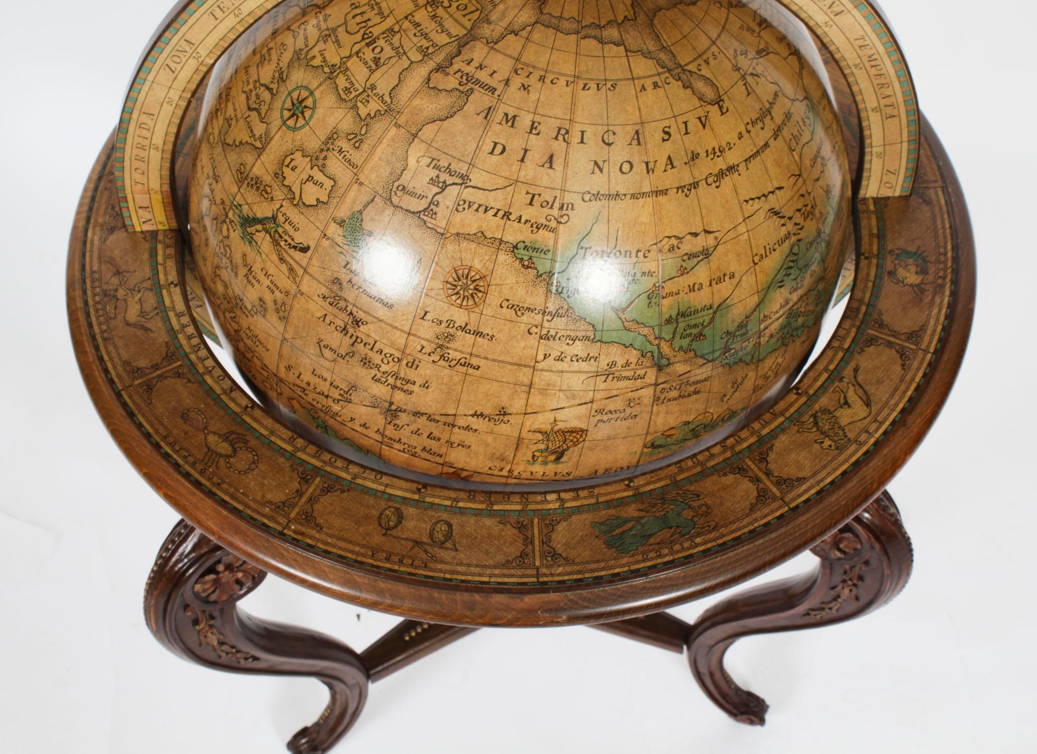 Walnut Vintage 16 inch Terrestrial Library Globe on Stand Donati, Milano 20th Century