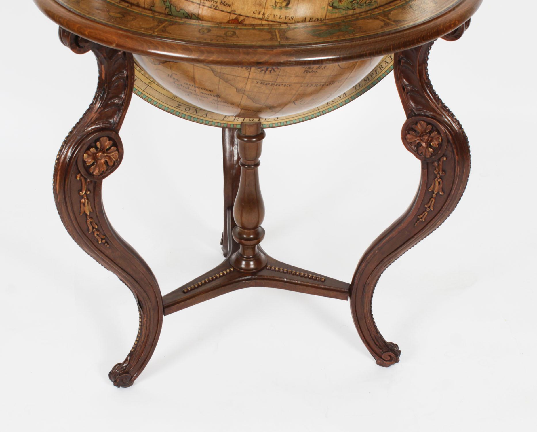 Vintage 16 inch Terrestrial Library Globe on Stand Donati, Milano 20th Century 1