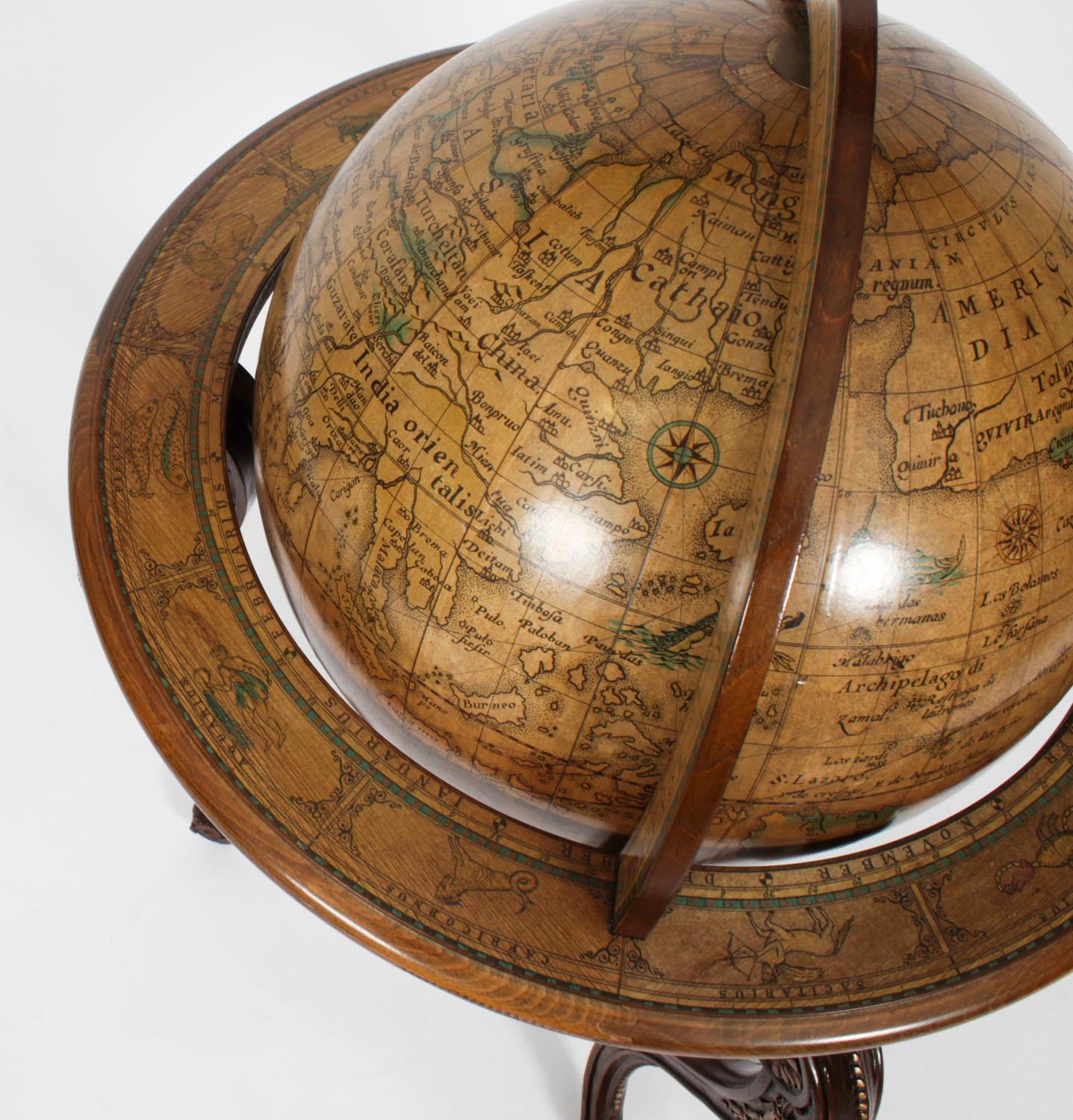 Vintage 16 inch Terrestrial Library Globe on Stand Donati, Milano 20th Century 4