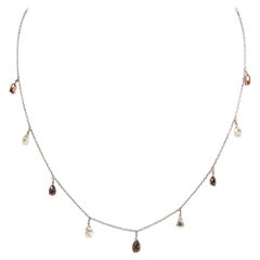 Collar Vintage de 16" con Diamante Marrón Natural(3,56ct) en Oro Amarillo de 18K