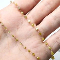 Vintage 16" Natural Yellow Diamond Cube(10.00ct) Necklace in 18K Yellow Gold