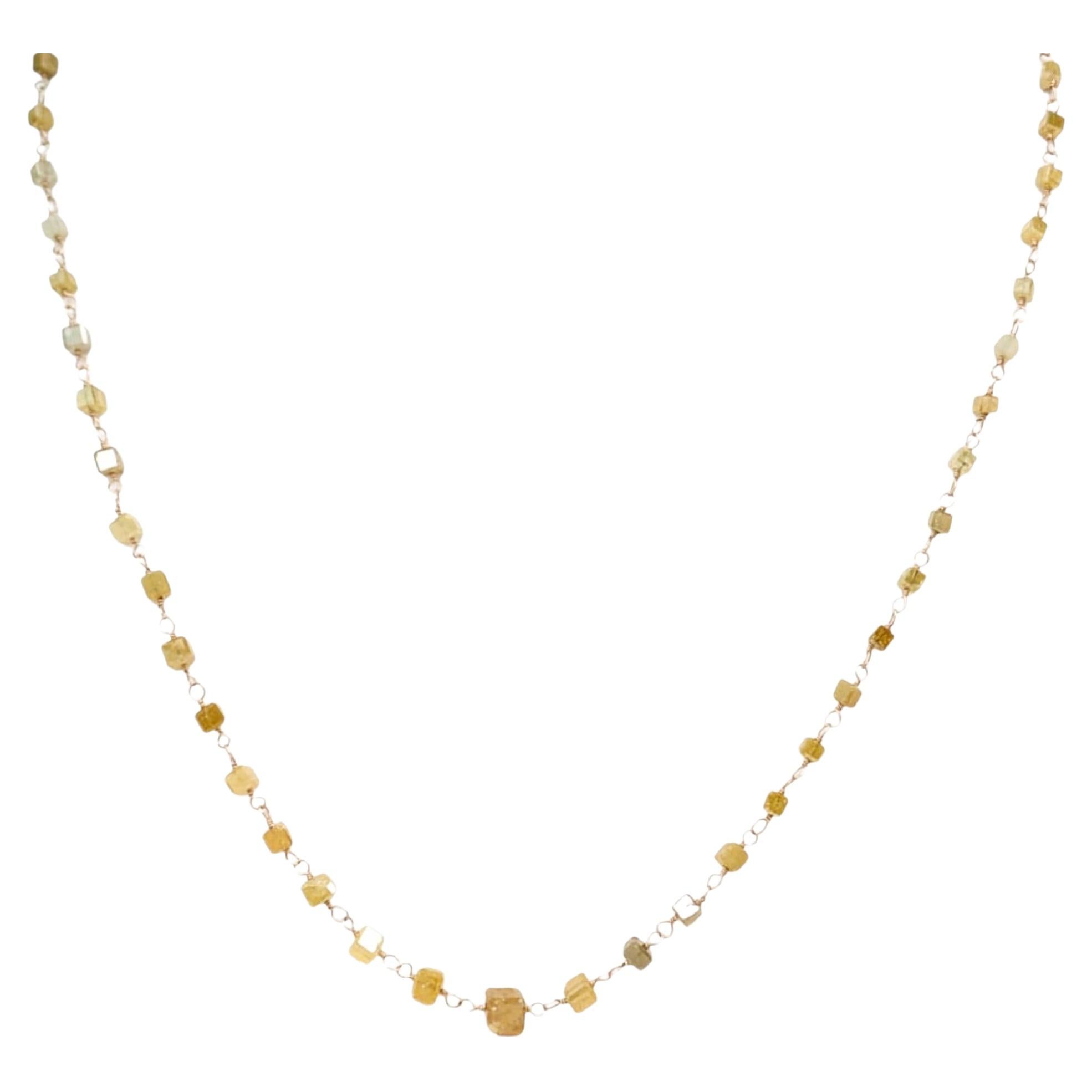 Collar Vintage 16" Cubo de Diamante Amarillo Natural(10.00ct) en Oro Amarillo de 18K en venta