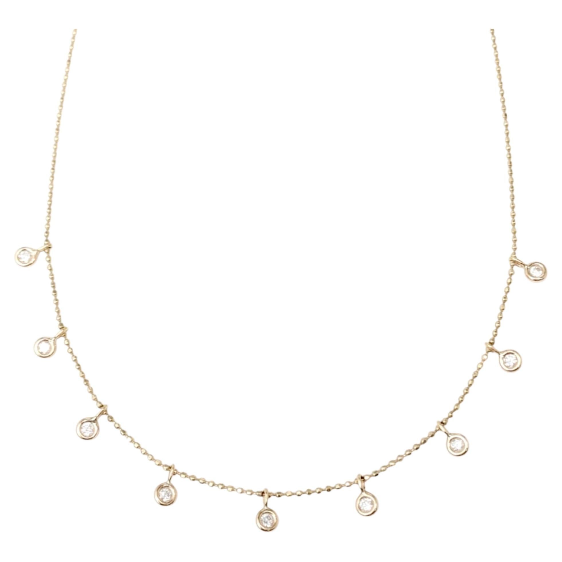 Collana vintage da 16" con castone di diamanti bianchi (0,27 carati) in oro giallo 14 carati