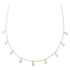 Collar vintage de 16" con bisel de diamantes blancos (0,27 quilates) en oro amarillo de 14 quilates
