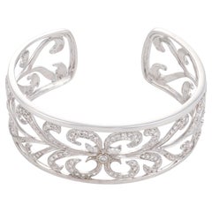 Pulsera tipo brazalete vintage de oro blanco de 18 quilates con un diamante de 1,60 quilates