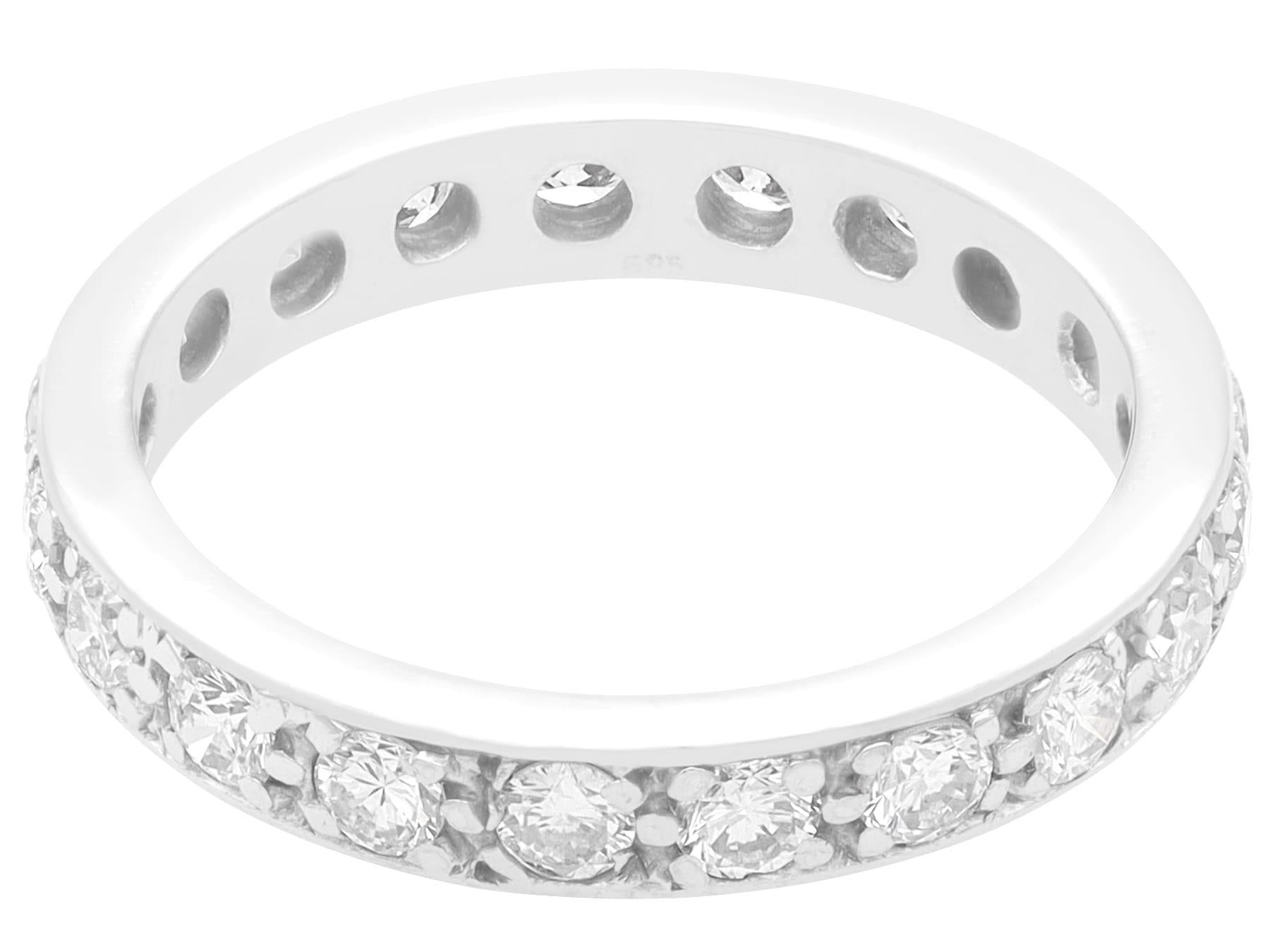 Round Cut Vintage 1.60 Carat Diamond and White Gold Full Eternity Ring For Sale