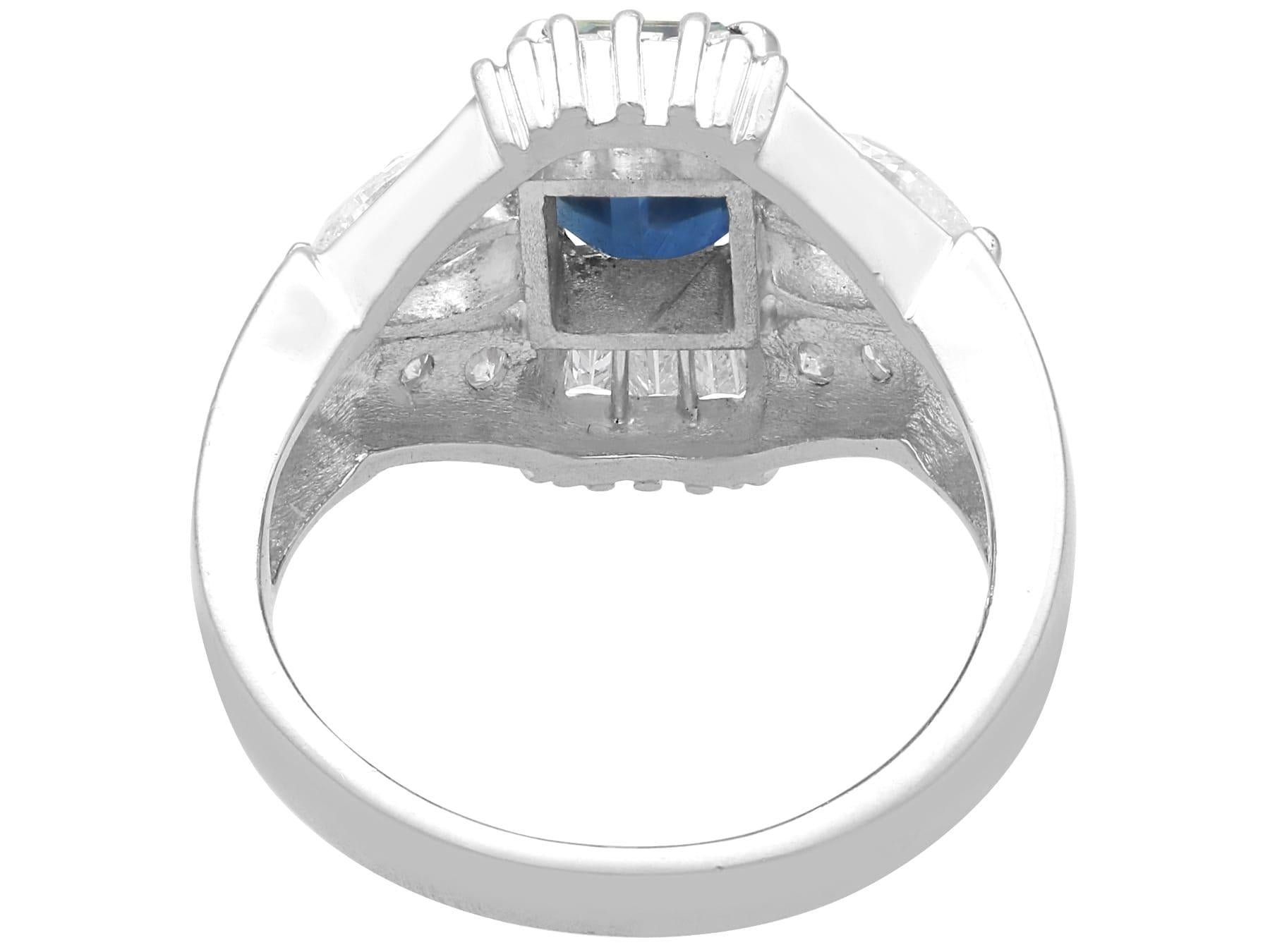 Zafiro vintage de 1,60 quilates Diamante de 1,99 quilates Anillo de vestido de platino Circa 1990 en venta 5