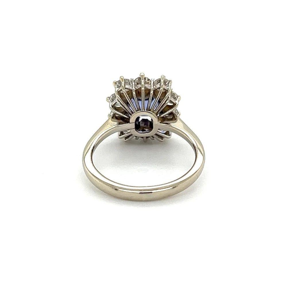 Women's Vintage 1.60 Carat Square Emerald Cut Tanzanite and Diamond Gold Cocktail Ring For Sale