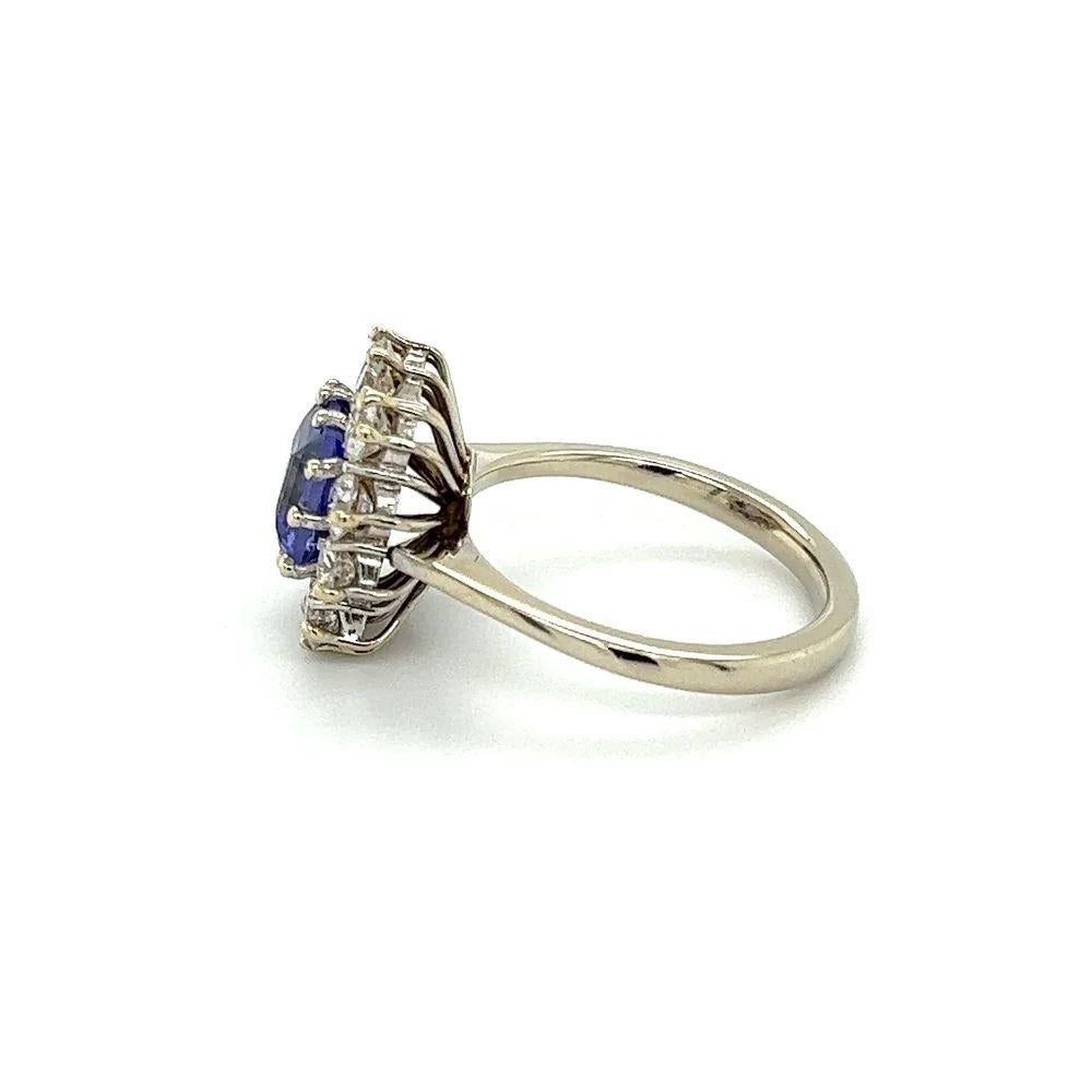 Vintage 1.60 Carat Square Emerald Cut Tanzanite and Diamond Gold Cocktail Ring For Sale 1