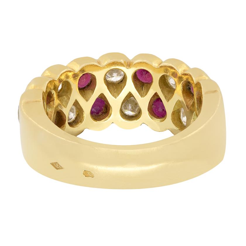 Anillo vintage de racimo de diamantes y rubíes de 1,60 ct, c.1960 en Bueno estado para la venta en London, GB