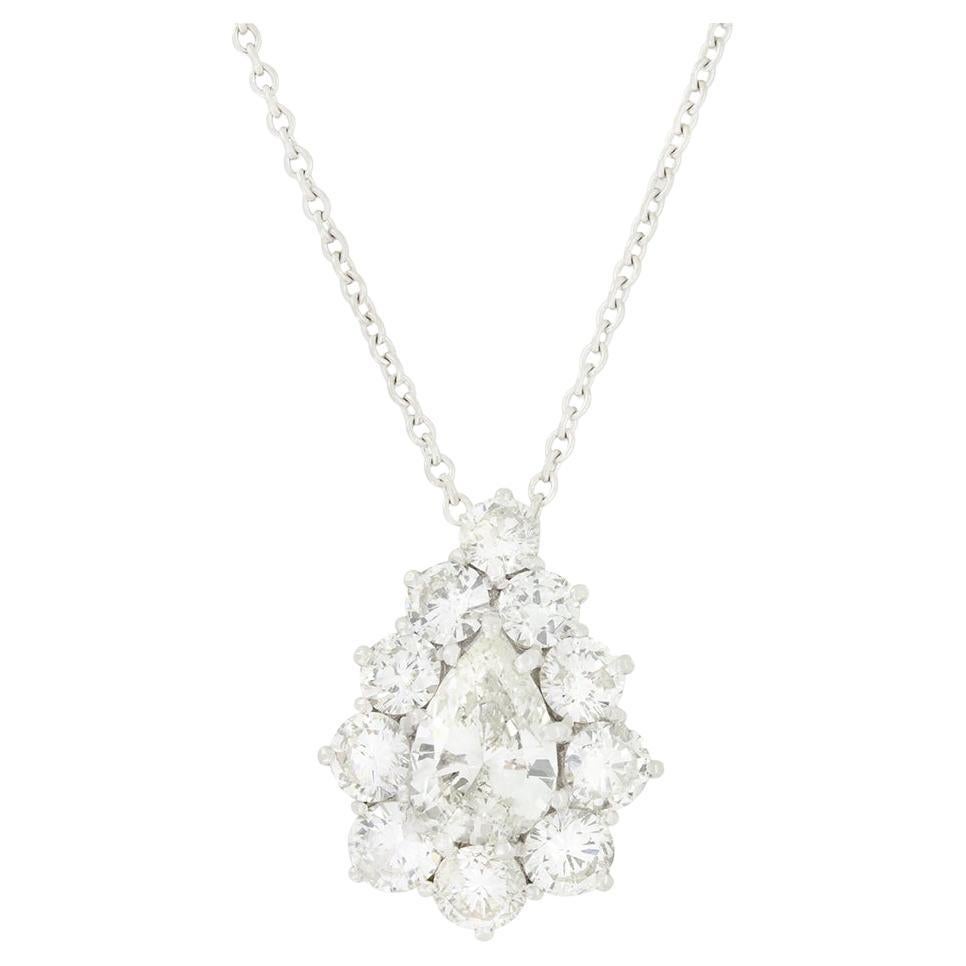 Ciondolo a grappolo con diamanti d'epoca da 1,60 ct, anni '80 circa in vendita