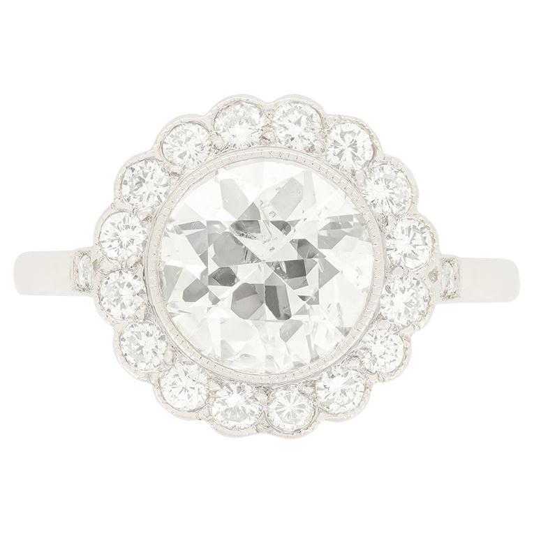 Anillo vintage con racimo de diamantes de 1,60 ct, c.1950