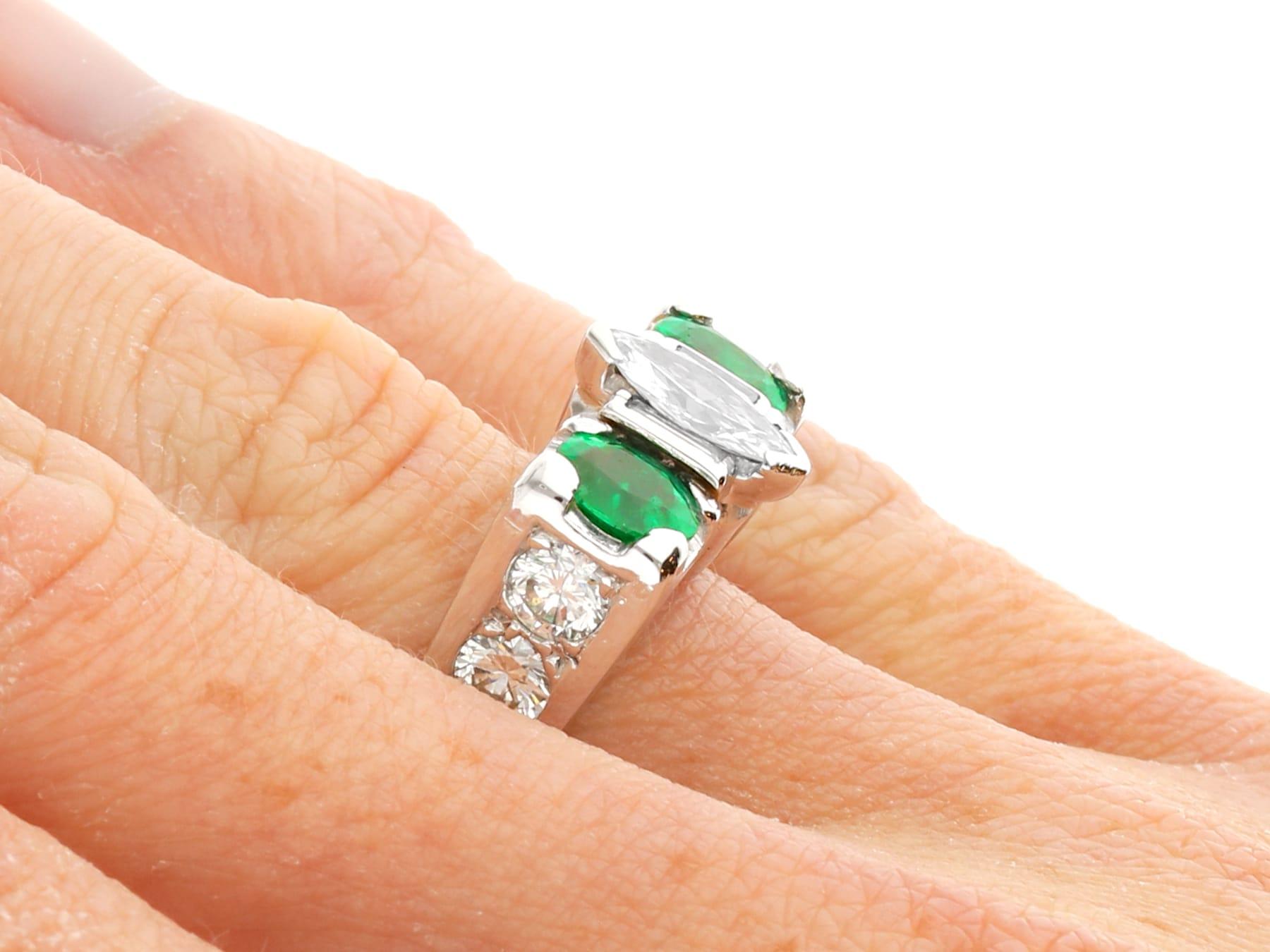 Vintage 1.60ct Emerald 2.63 Diamond Platinum Dress Ring For Sale 5