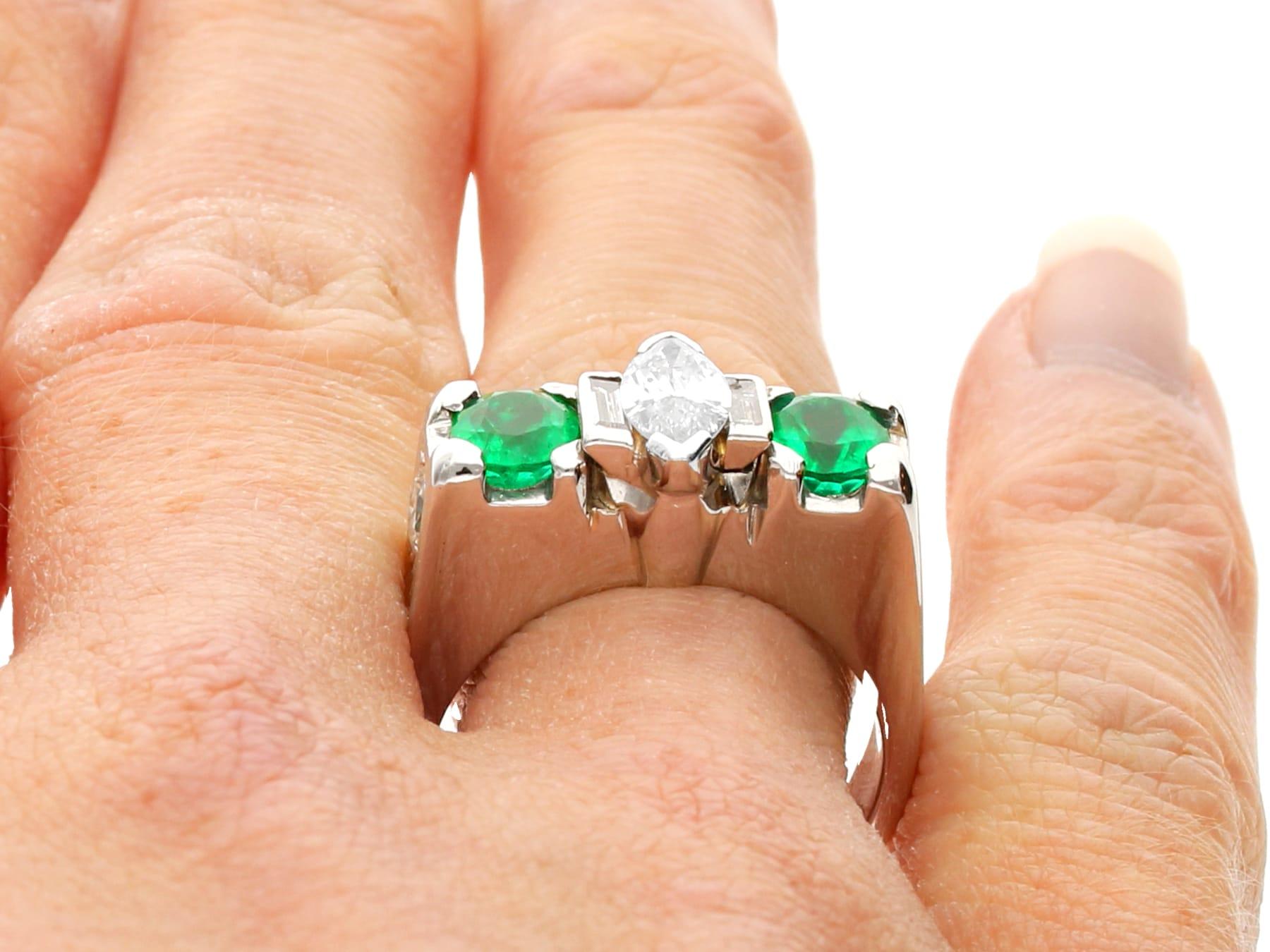 Vintage 1.60ct Emerald 2.63 Diamond Platinum Dress Ring For Sale 6