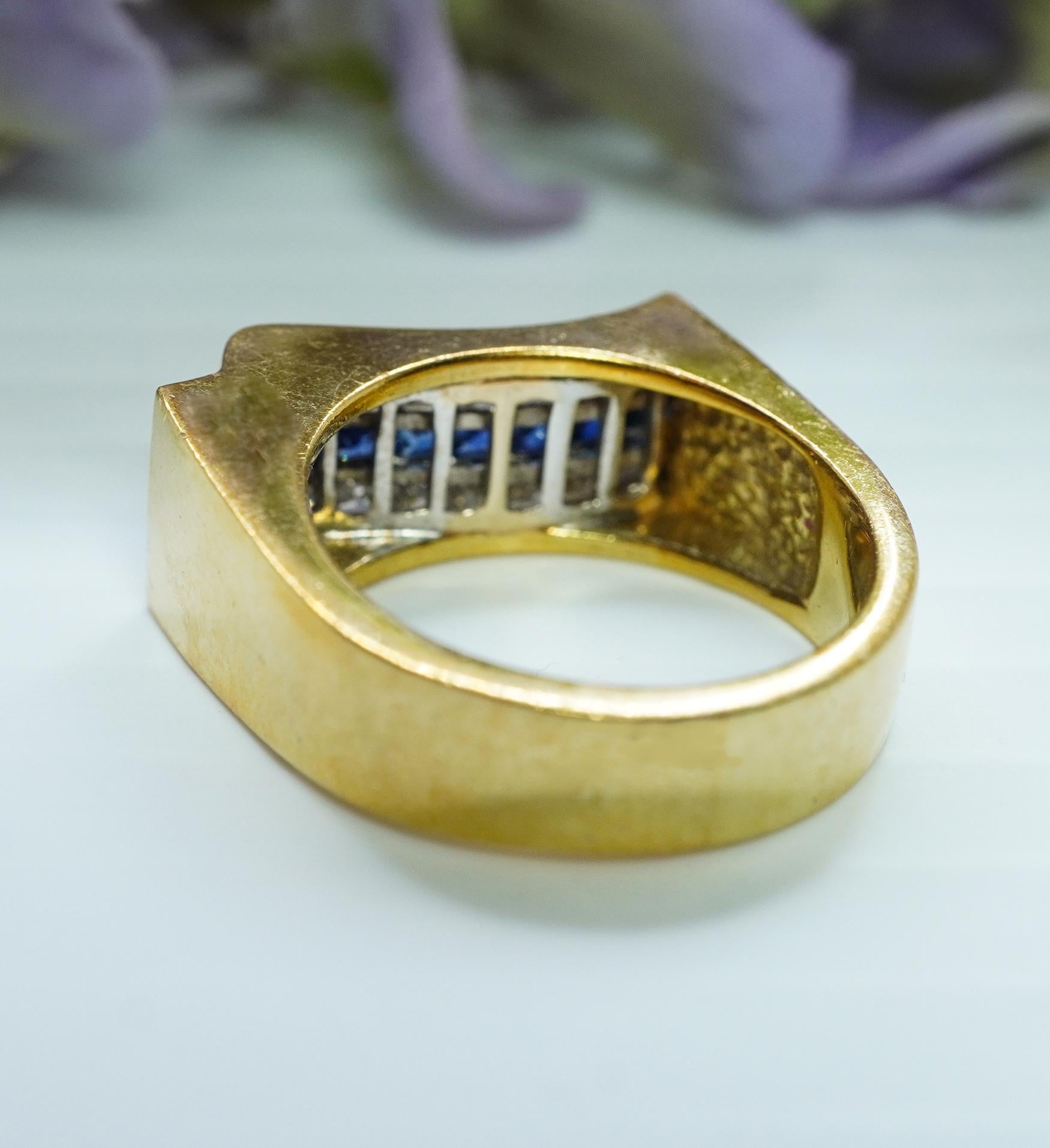 Donna Vintage By 1,60ct Anello con diamante e zaffiro Principessa di Ceylon in oro 18K in vendita