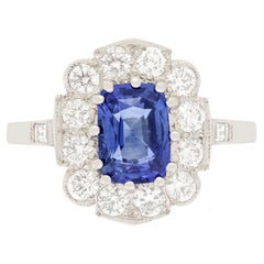 Vintage 1.60ct Sapphire and Diamond Cluster Ring, c.1960s