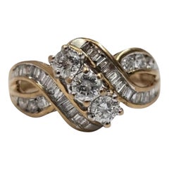 Vintage By 1.60tcw - Fascia di diamanti a spirale con tagli tondi e baguette in oro 14k