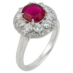 Vintage 1.61 carat ruby diamond platinum cluster ring